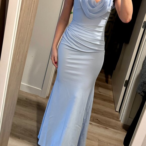 QUIZ Chiffon with Scuba Crepe Cowl Neck Maxi Dress - Picture 4 of 4